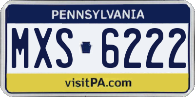 PA license plate MXS6222