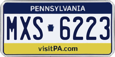 PA license plate MXS6223