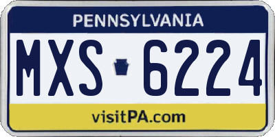 PA license plate MXS6224