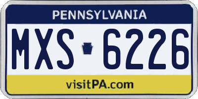 PA license plate MXS6226