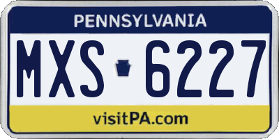 PA license plate MXS6227