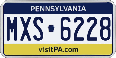 PA license plate MXS6228