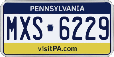 PA license plate MXS6229