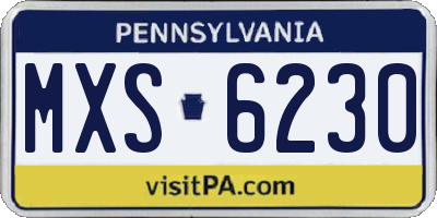 PA license plate MXS6230