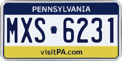PA license plate MXS6231
