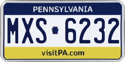 PA license plate MXS6232