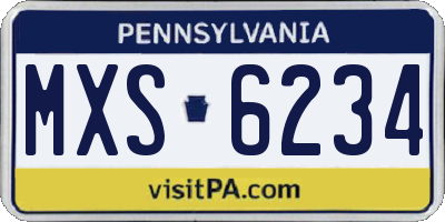 PA license plate MXS6234