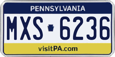 PA license plate MXS6236
