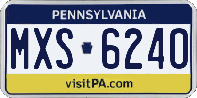 PA license plate MXS6240