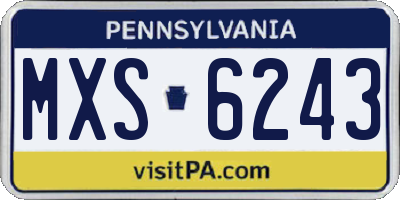 PA license plate MXS6243