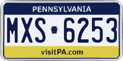 PA license plate MXS6253