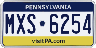 PA license plate MXS6254