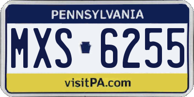 PA license plate MXS6255