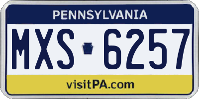 PA license plate MXS6257
