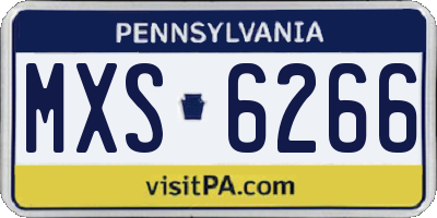PA license plate MXS6266