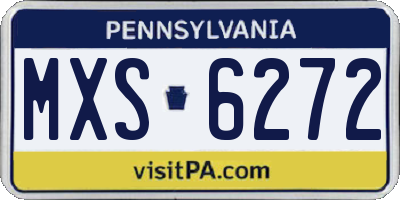 PA license plate MXS6272