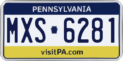 PA license plate MXS6281