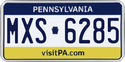 PA license plate MXS6285