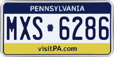 PA license plate MXS6286
