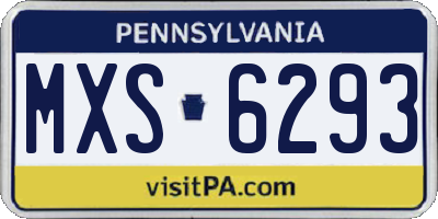PA license plate MXS6293