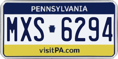 PA license plate MXS6294