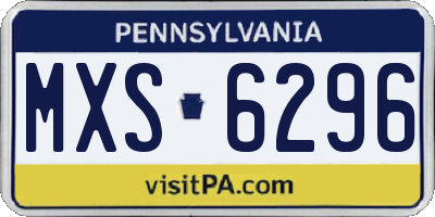 PA license plate MXS6296