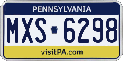 PA license plate MXS6298