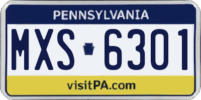 PA license plate MXS6301