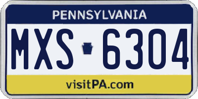 PA license plate MXS6304