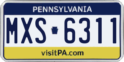 PA license plate MXS6311