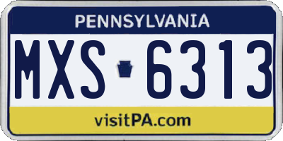 PA license plate MXS6313