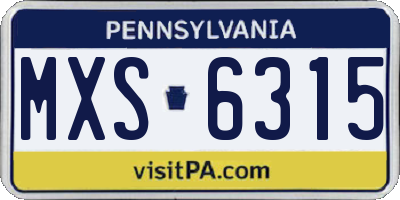 PA license plate MXS6315