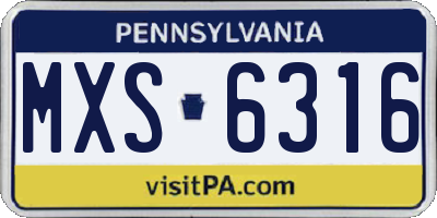 PA license plate MXS6316