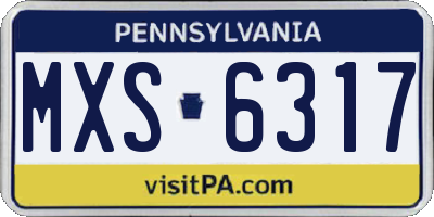 PA license plate MXS6317