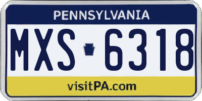 PA license plate MXS6318