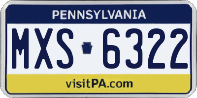 PA license plate MXS6322
