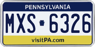 PA license plate MXS6326