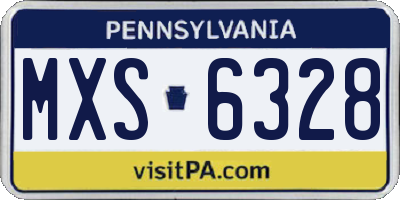PA license plate MXS6328