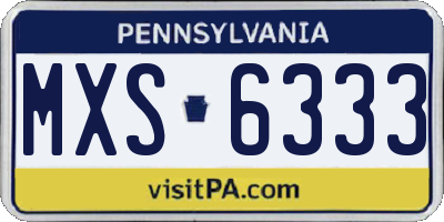 PA license plate MXS6333