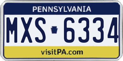 PA license plate MXS6334