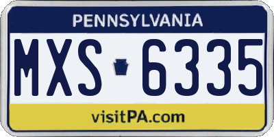 PA license plate MXS6335