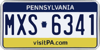 PA license plate MXS6341