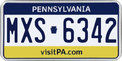 PA license plate MXS6342
