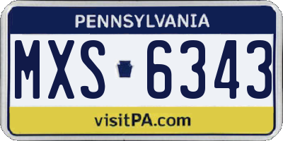 PA license plate MXS6343