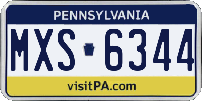 PA license plate MXS6344
