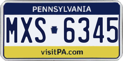 PA license plate MXS6345