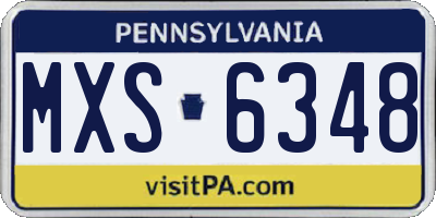 PA license plate MXS6348