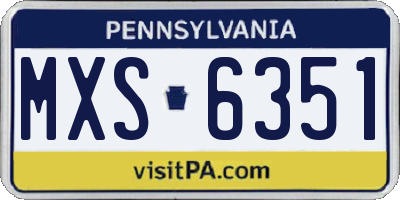 PA license plate MXS6351