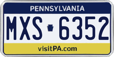 PA license plate MXS6352