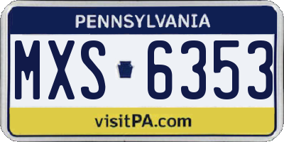 PA license plate MXS6353